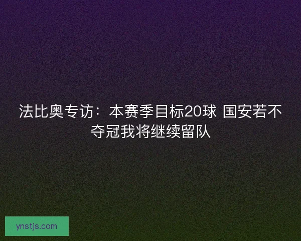 法比奥专访：本赛季目标20球 国安若不夺冠我将继续留队