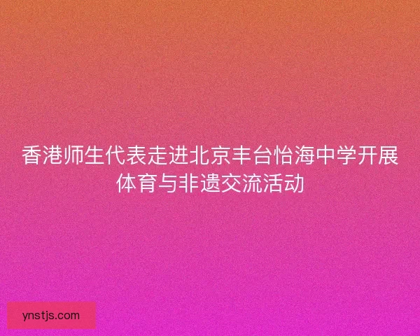 香港师生代表走进北京丰台怡海中学开展体育与非遗交流活动