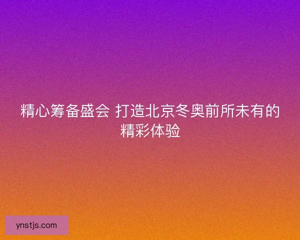 精心筹备盛会 打造北京冬奥前所未有的精彩体验 精心筹备盛会 打造北京冬奥前所未有的精彩体验