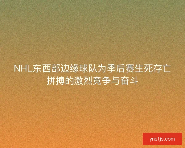 NHL东西部边缘球队为季后赛生死存亡拼搏的激烈竞争与奋斗 NHL东西部边缘球队为季后赛生死存亡拼搏的激烈竞争与奋斗