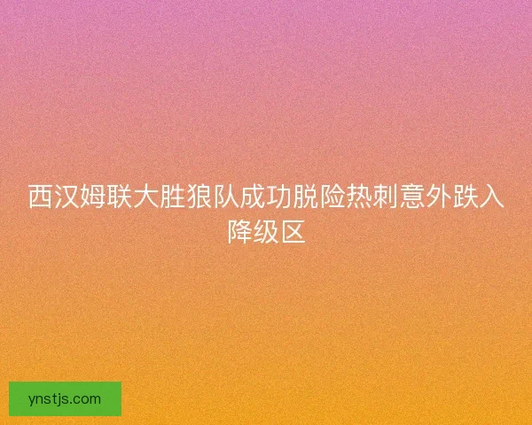 西汉姆联大胜狼队成功脱险热刺意外跌入降级区 西汉姆联大胜狼队成功脱险热刺意外跌入降级区